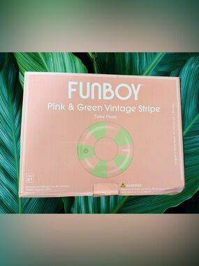 NEW FUNBOY Pink & Green Vintage Stripe Tube Float